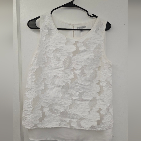 Halogen White Sleeveless Lace Overlay Tank Top Size Small EUC - Picture 1 of 4